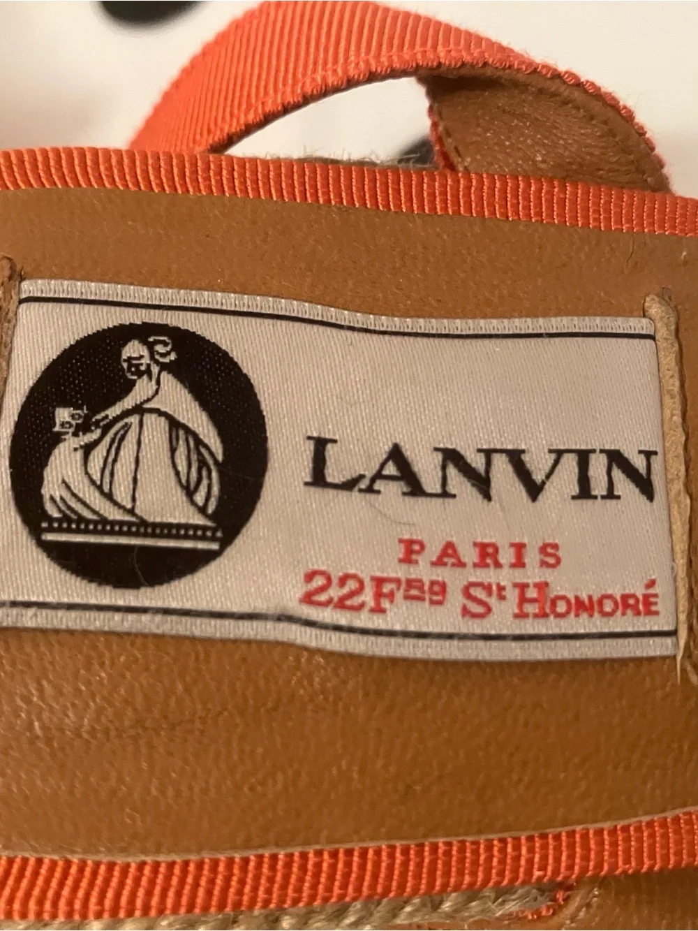 Lanvin Orange Woven Espadrille Wedge with Ankle Ties